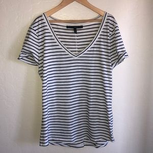 WHITE HOUSE BLACK MARKET || striped vneck t-shirt